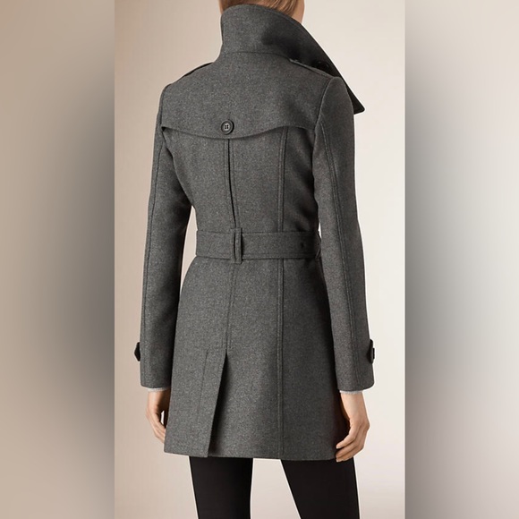 Burberry Brit Funnel Neck Wool Cashmere Trench Coat - Picture 2 of 9